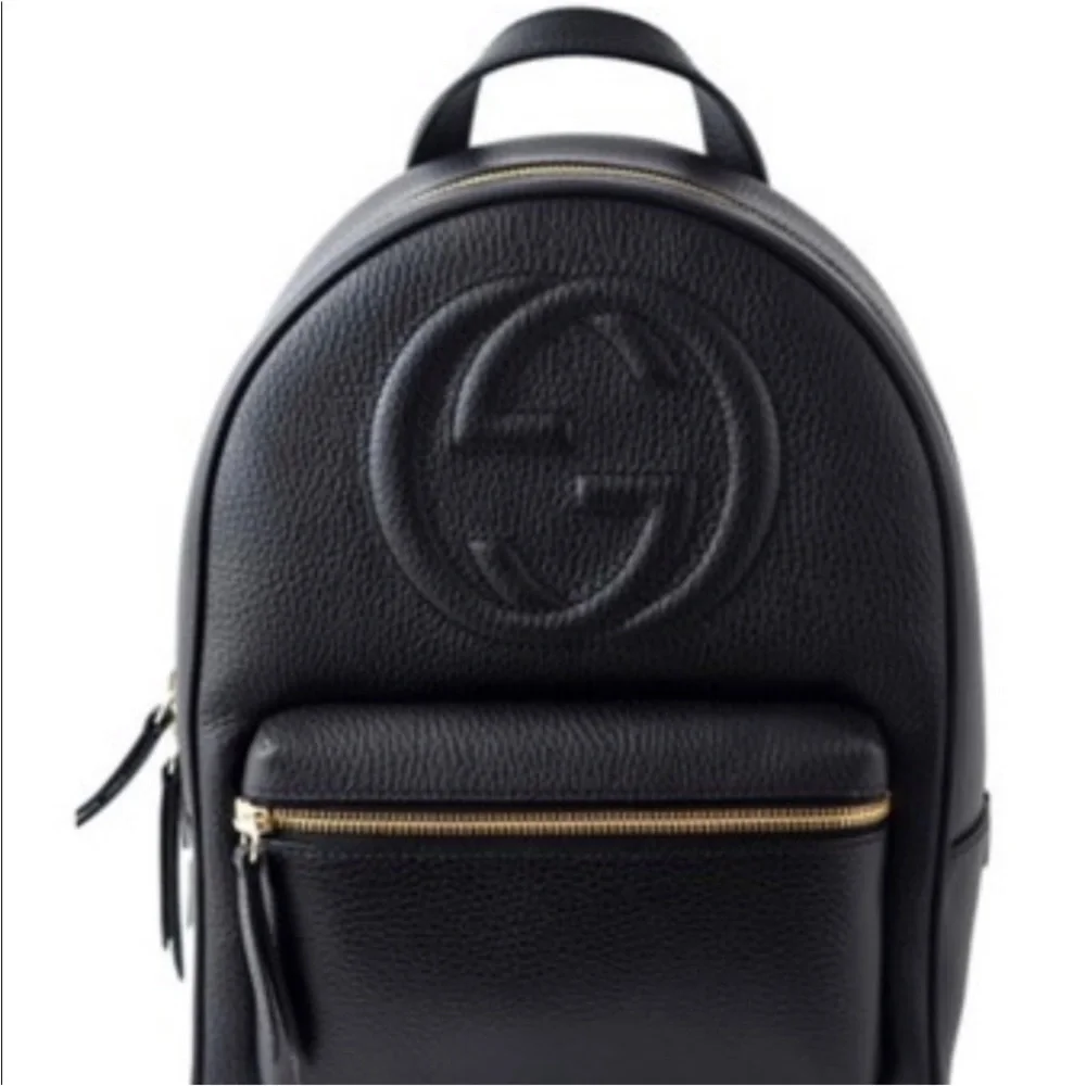Authentic Gucci Black Soho Leather BackpackChain Straps